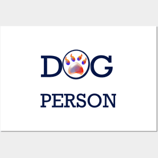 Blue Distressed Dog person slogan with Cute Paw print pattern, psychedelic trippy colours colors Posters and Art